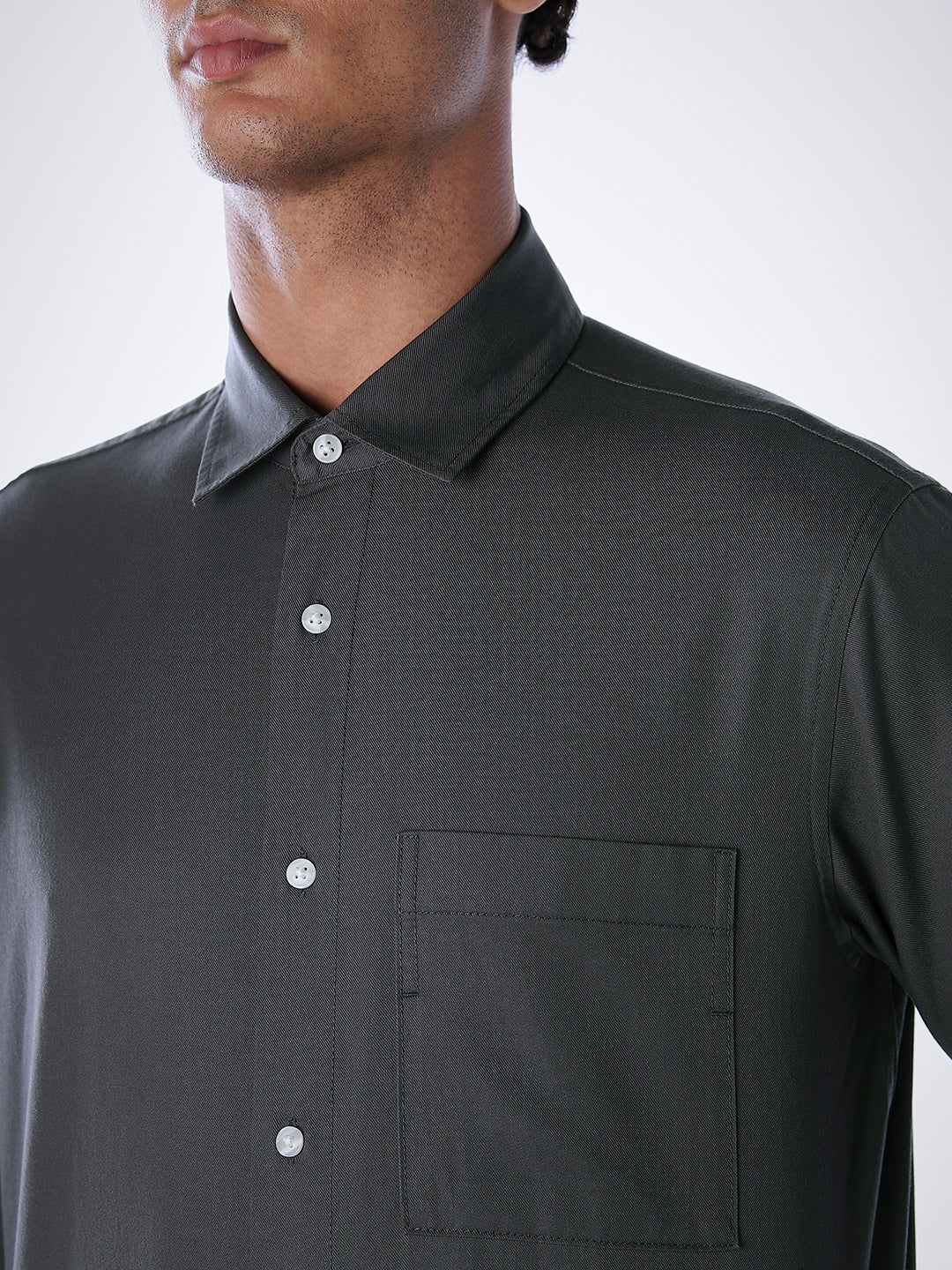 Lyocell Slim Fit Shirt - Grey