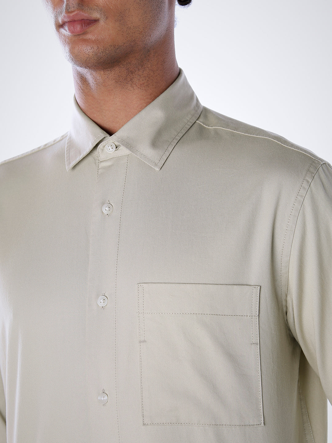 Lyocell Slim Fit Shirt - Beige