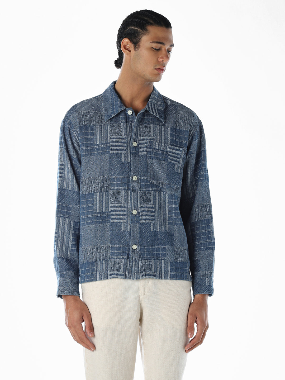 Patchwork Cotton Slim Fit Shirt