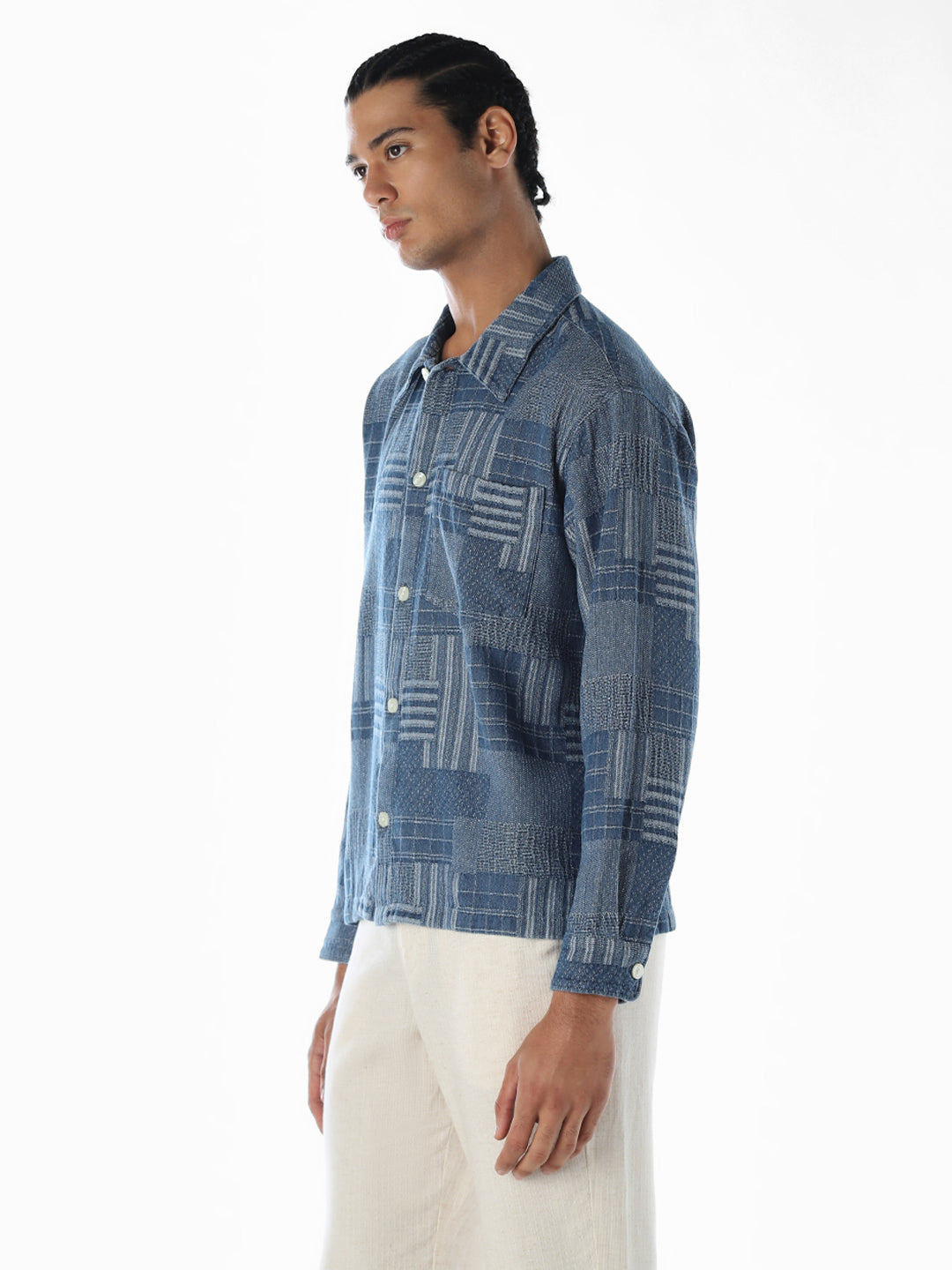 Patchwork Cotton Slim Fit Shirt