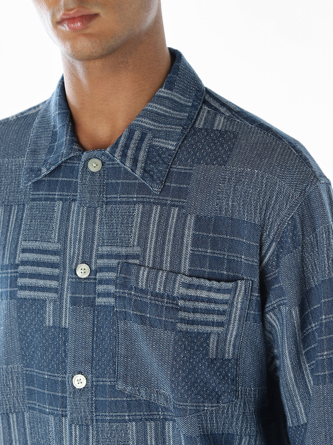 Patchwork Cotton Slim Fit Shirt