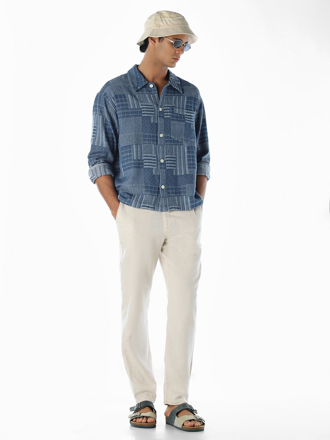 Patchwork Cotton Slim Fit Shirt