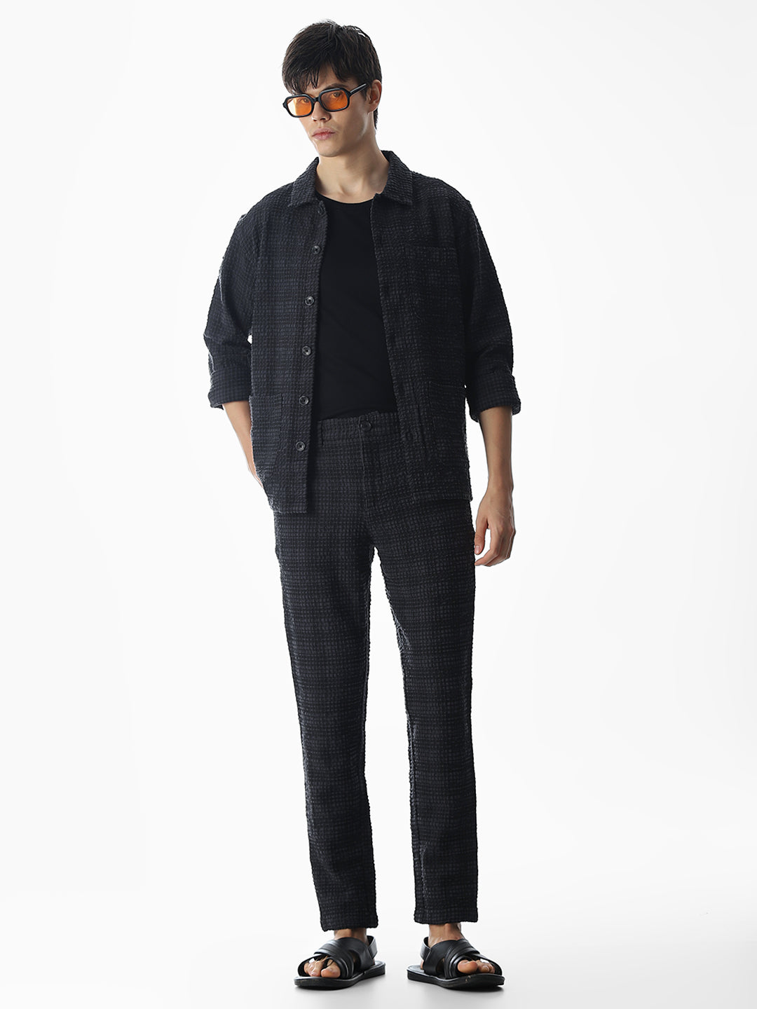 Black Front Open Overshirt