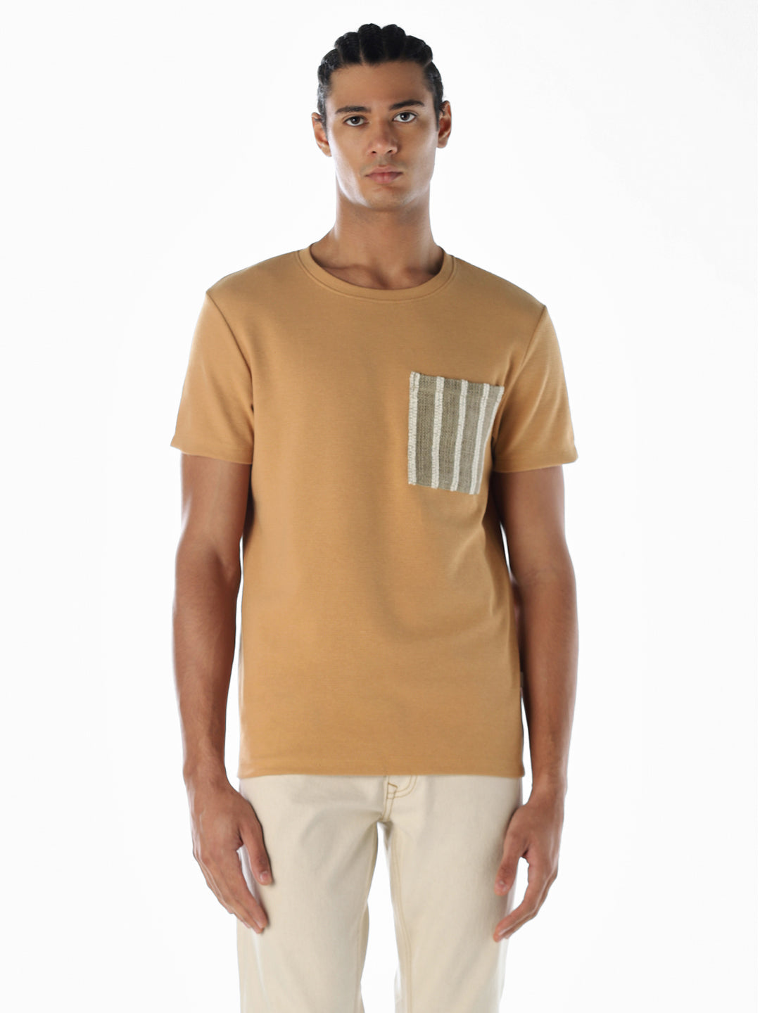 Embroidered Pocket Crew Neck T-shirt