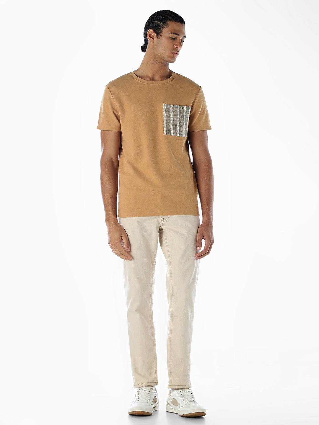 Embroidered Pocket Crew Neck T-shirt