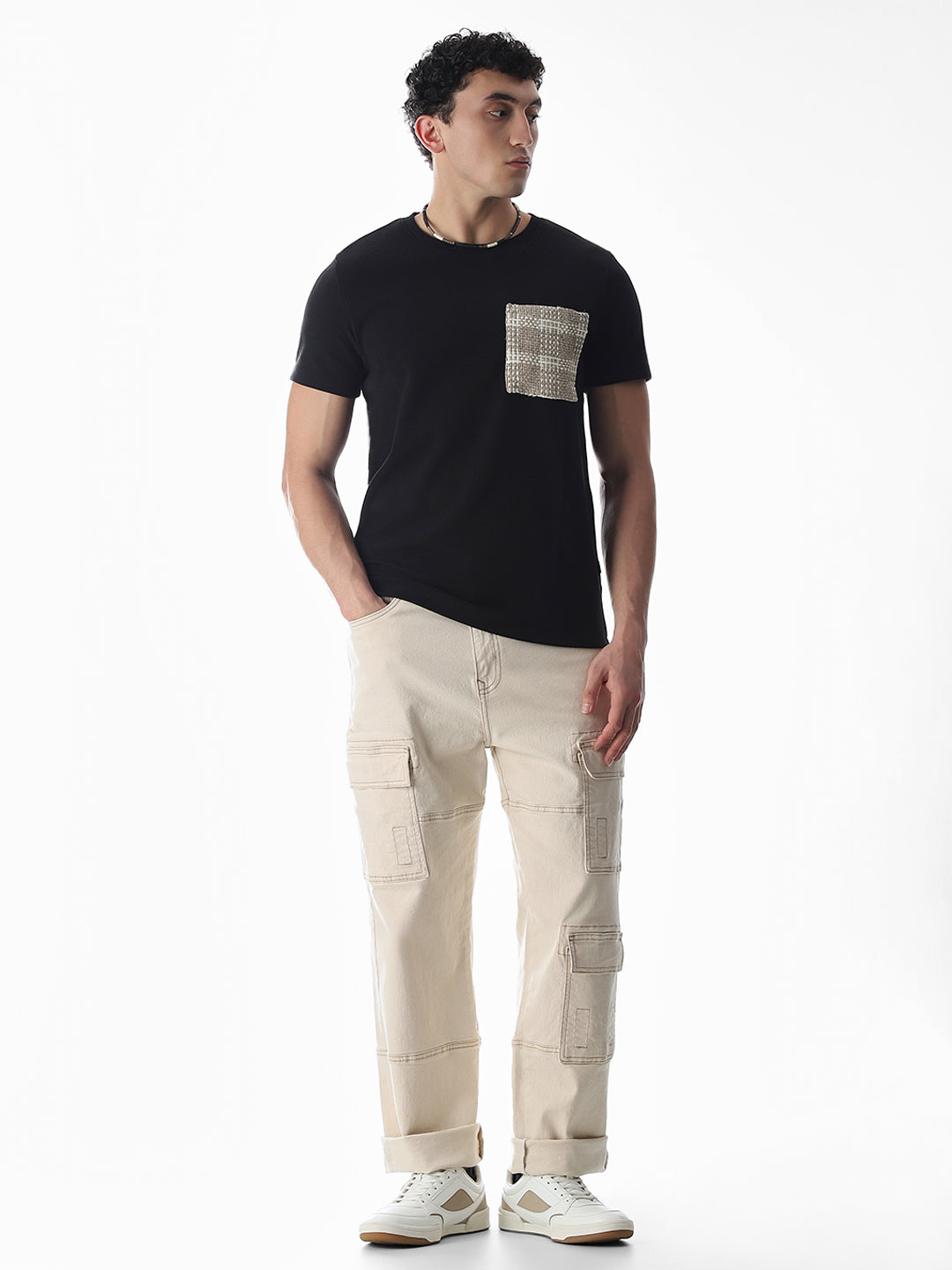 Black Embroidered Pocket T-shirt