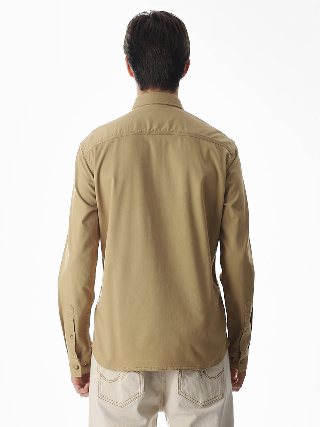 Brown Cotton Regular Fit Shirt