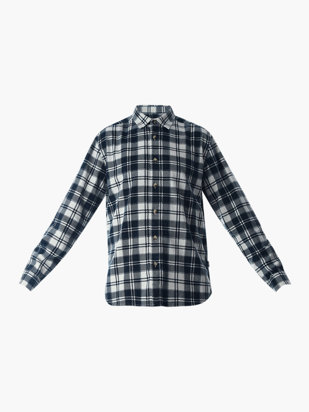 Dark Blue Check Cotton Shirt