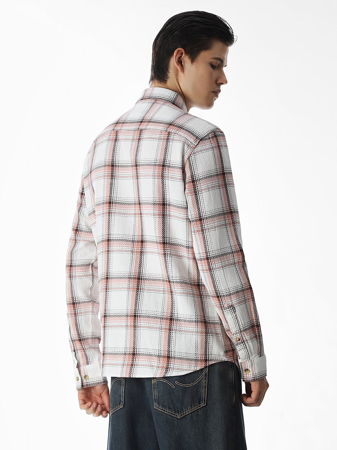 Beige Check Cotton Shirt