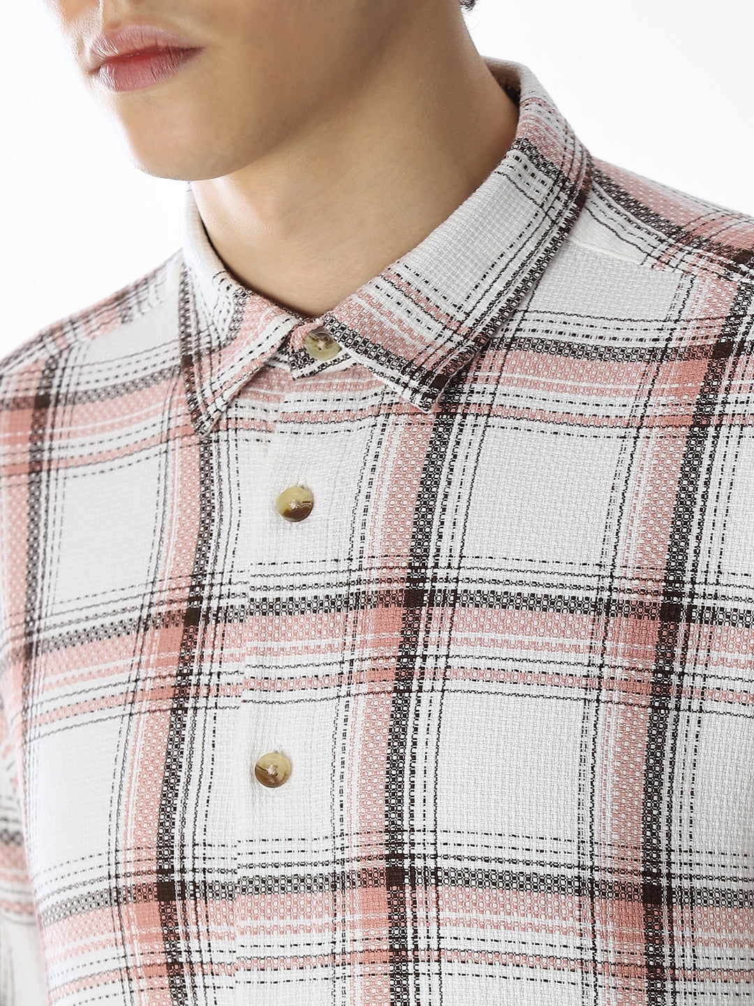 Beige Check Cotton Shirt