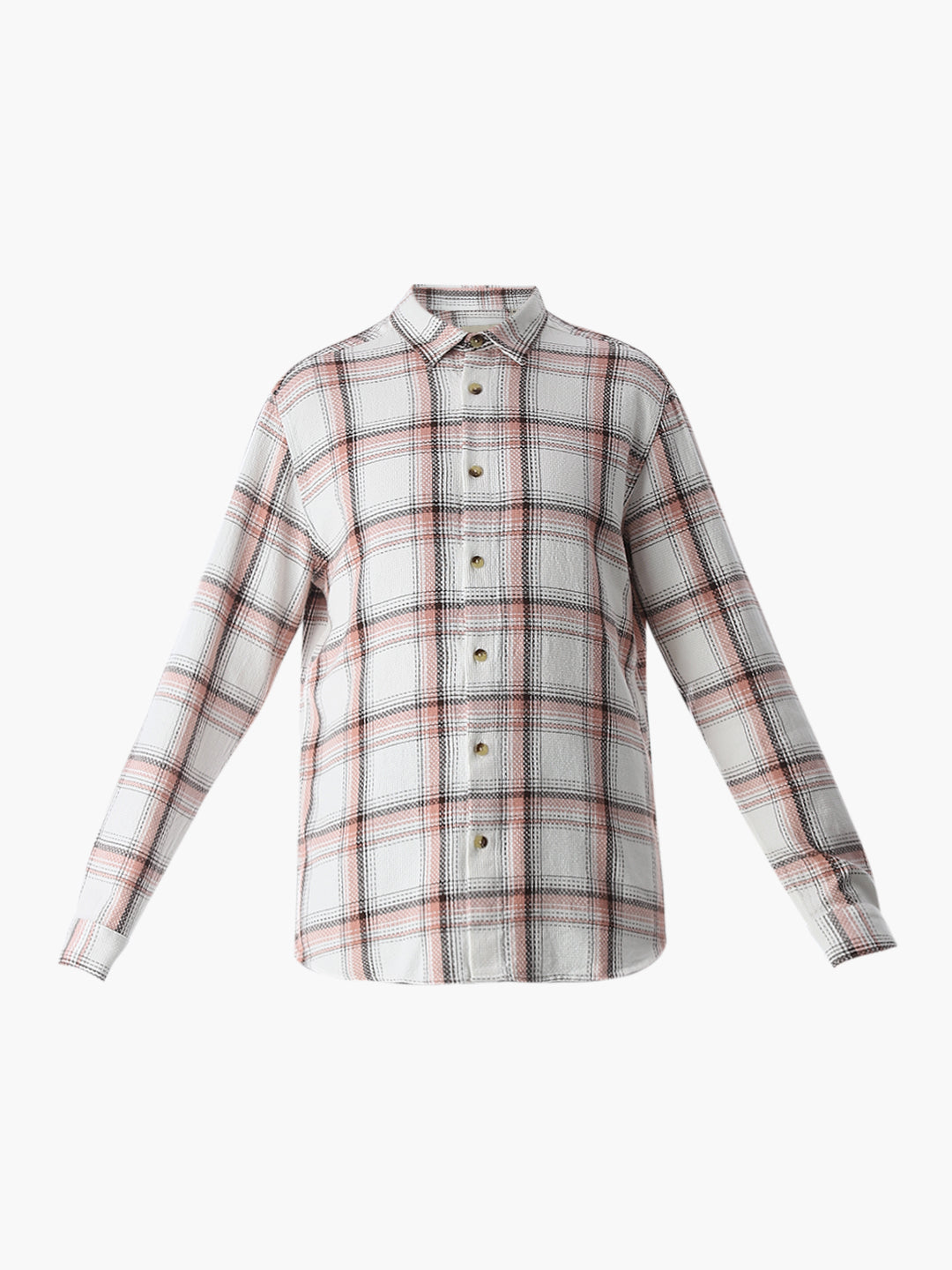 Beige Check Cotton Shirt