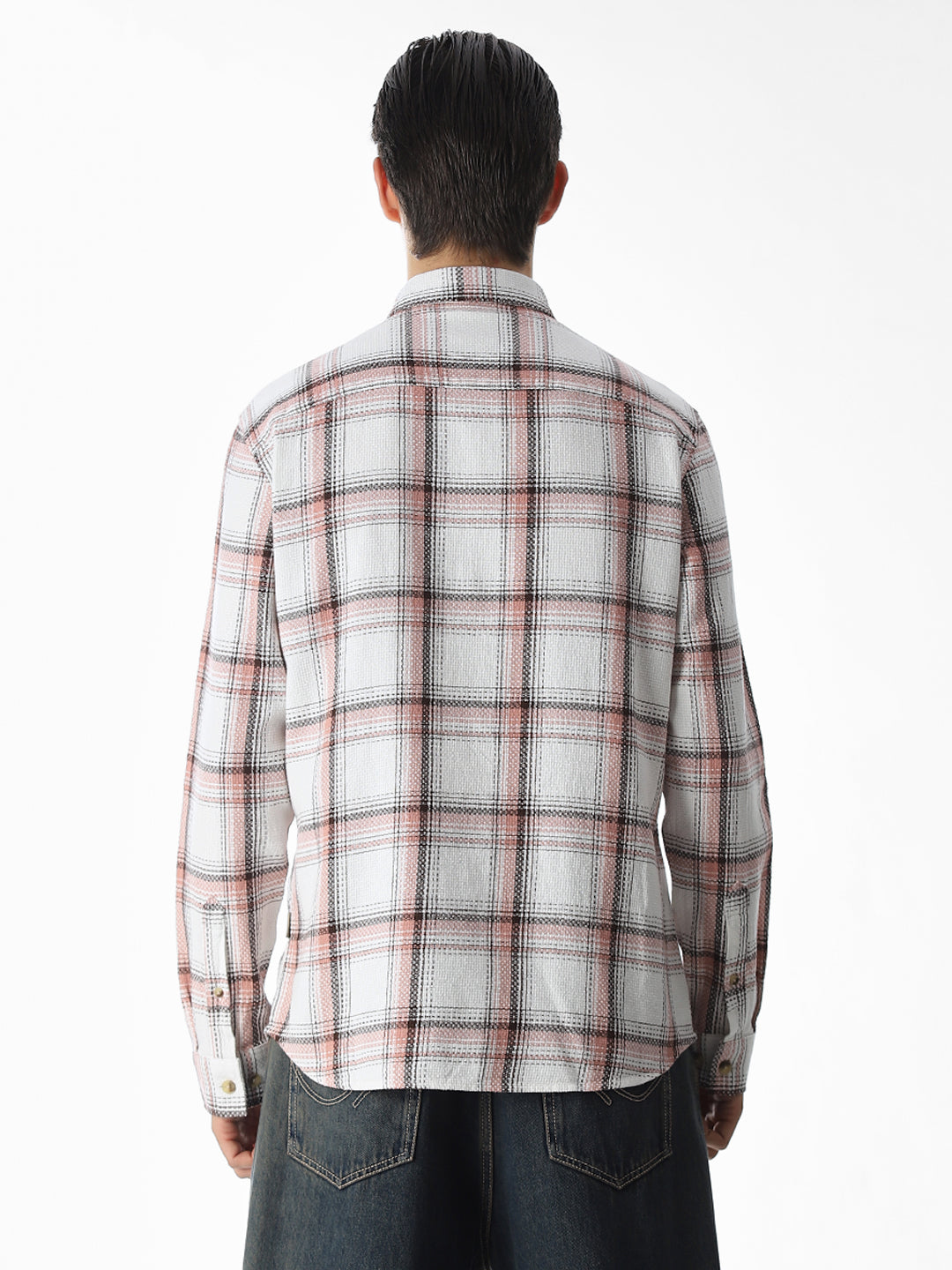 Beige Check Cotton Shirt