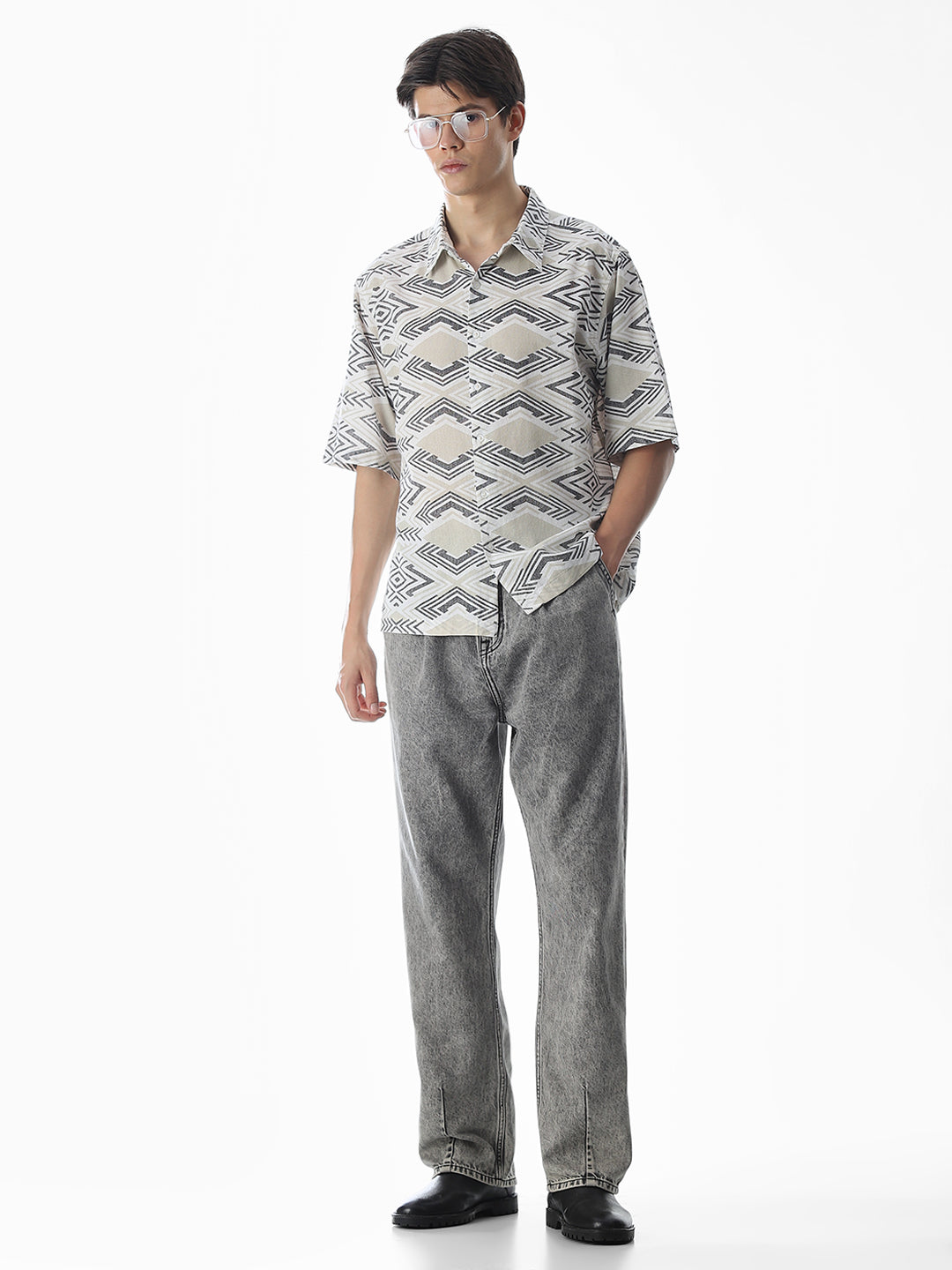 White Printed Cotton Shirt