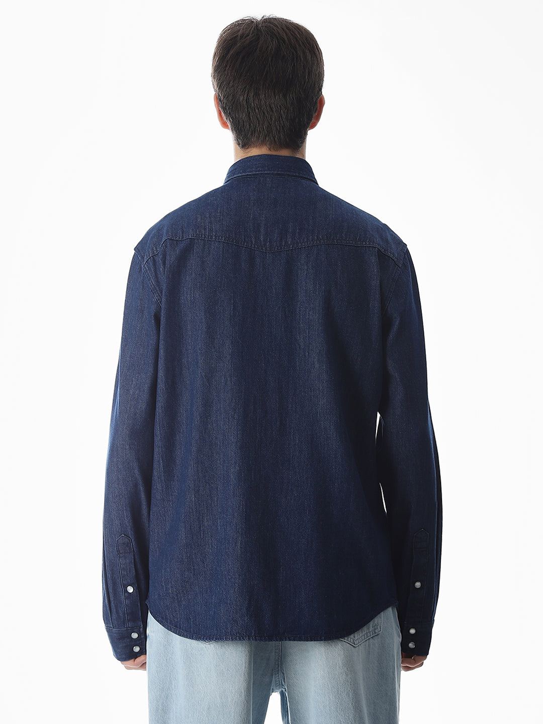 Navy Blue Cotton Full Sleeves Shirt