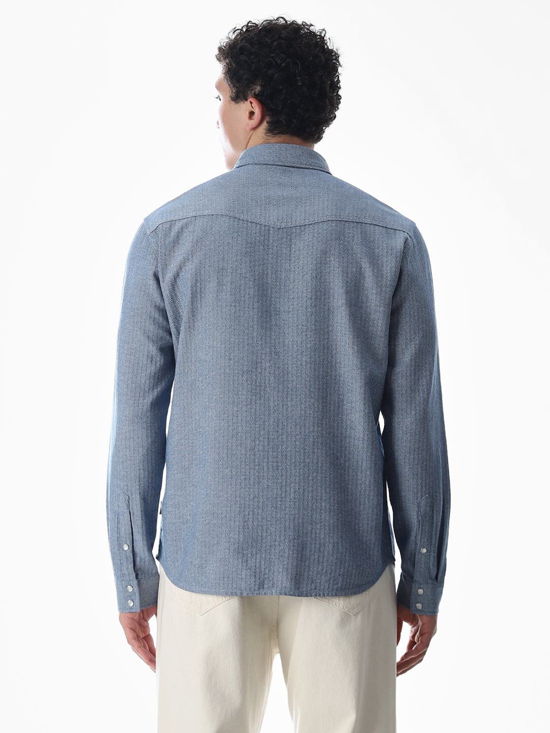 Blue Cotton Full Sleeves Shirt