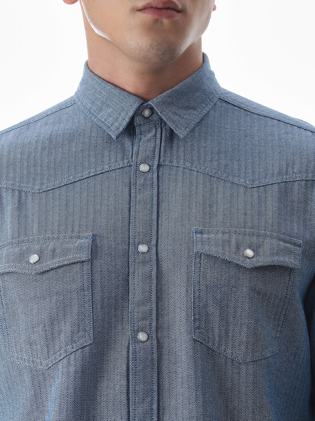 Blue Cotton Full Sleeves Shirt