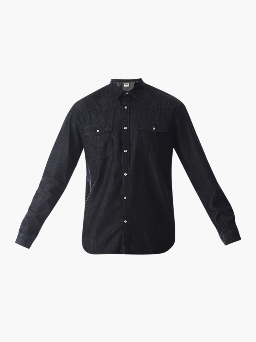 Black Cotton Denim Shirt