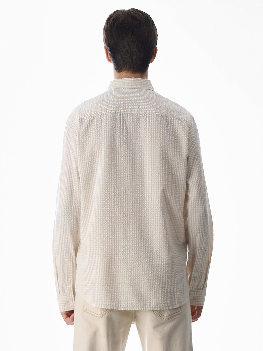 Beige Printed Cotton Shirt