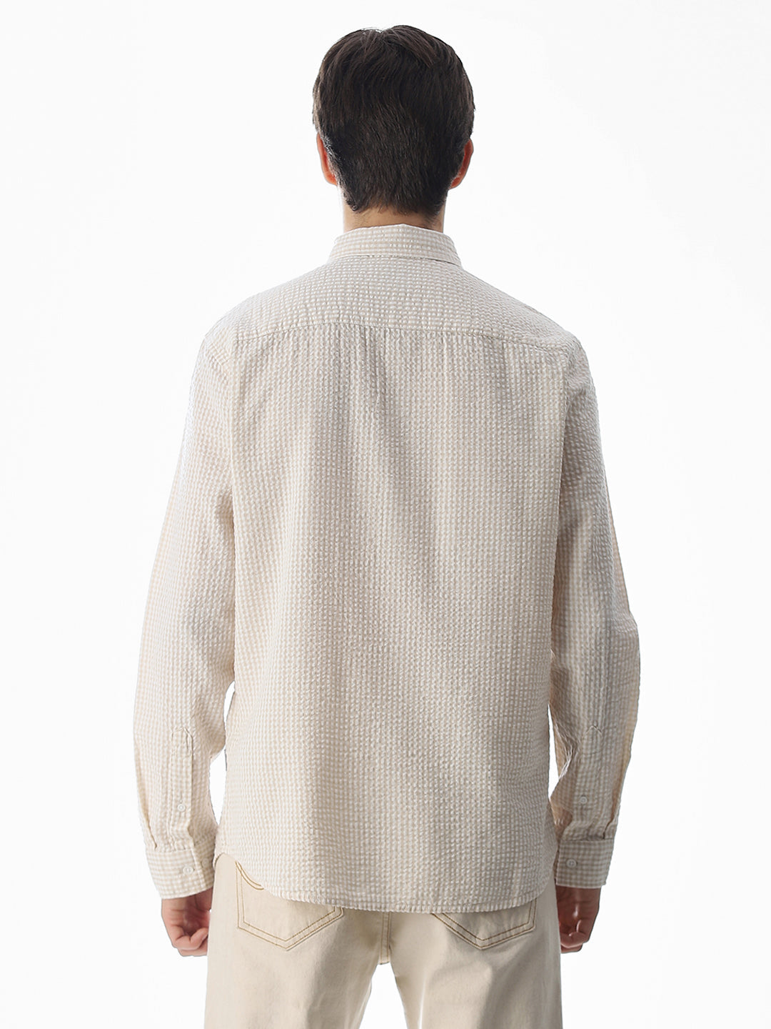 Beige Printed Cotton Shirt