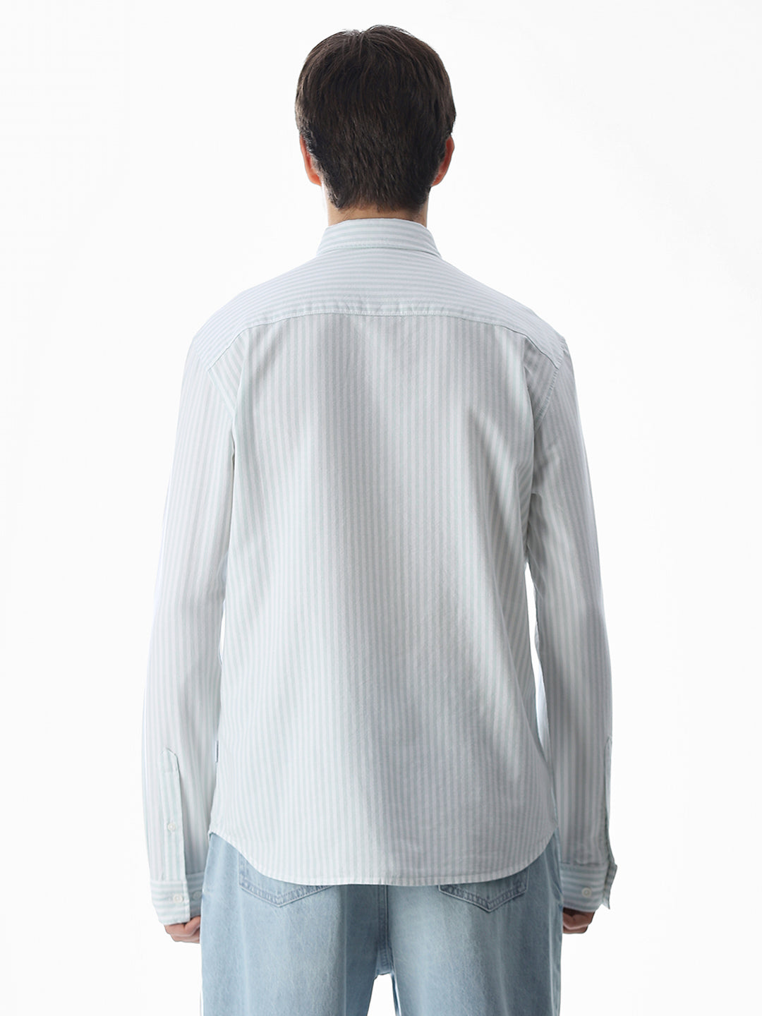 Light Green Striped Cotton Shirt