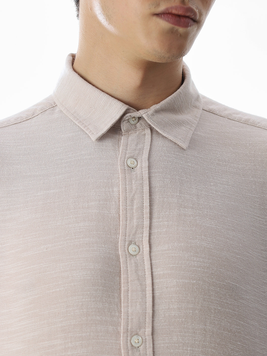 Beige Cotton Full Sleeves Shirt