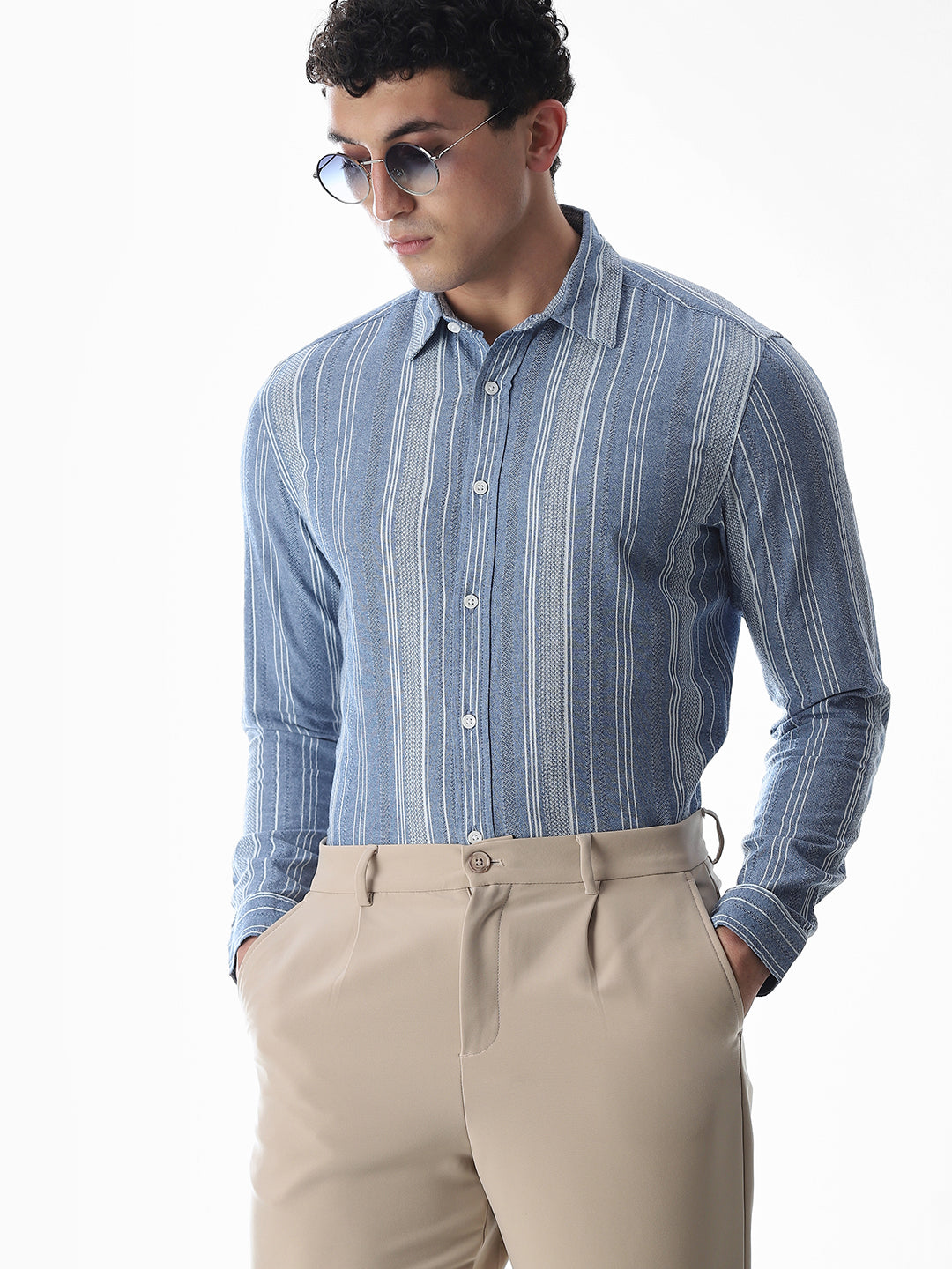 Blue Striped Cotton Shirt