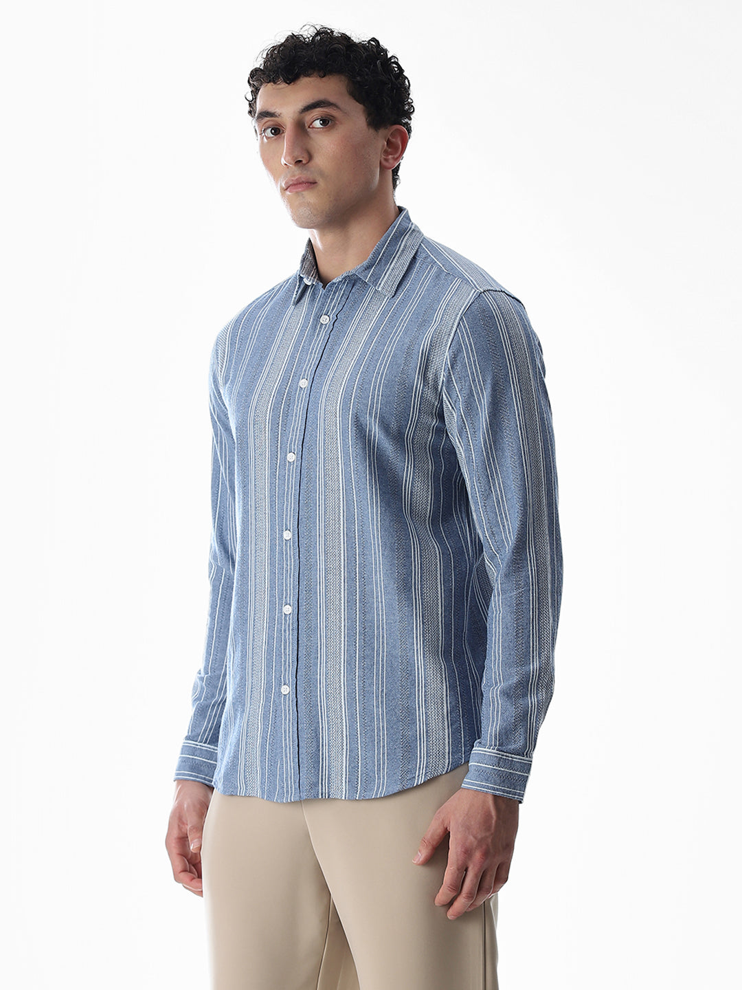 Blue Striped Cotton Shirt