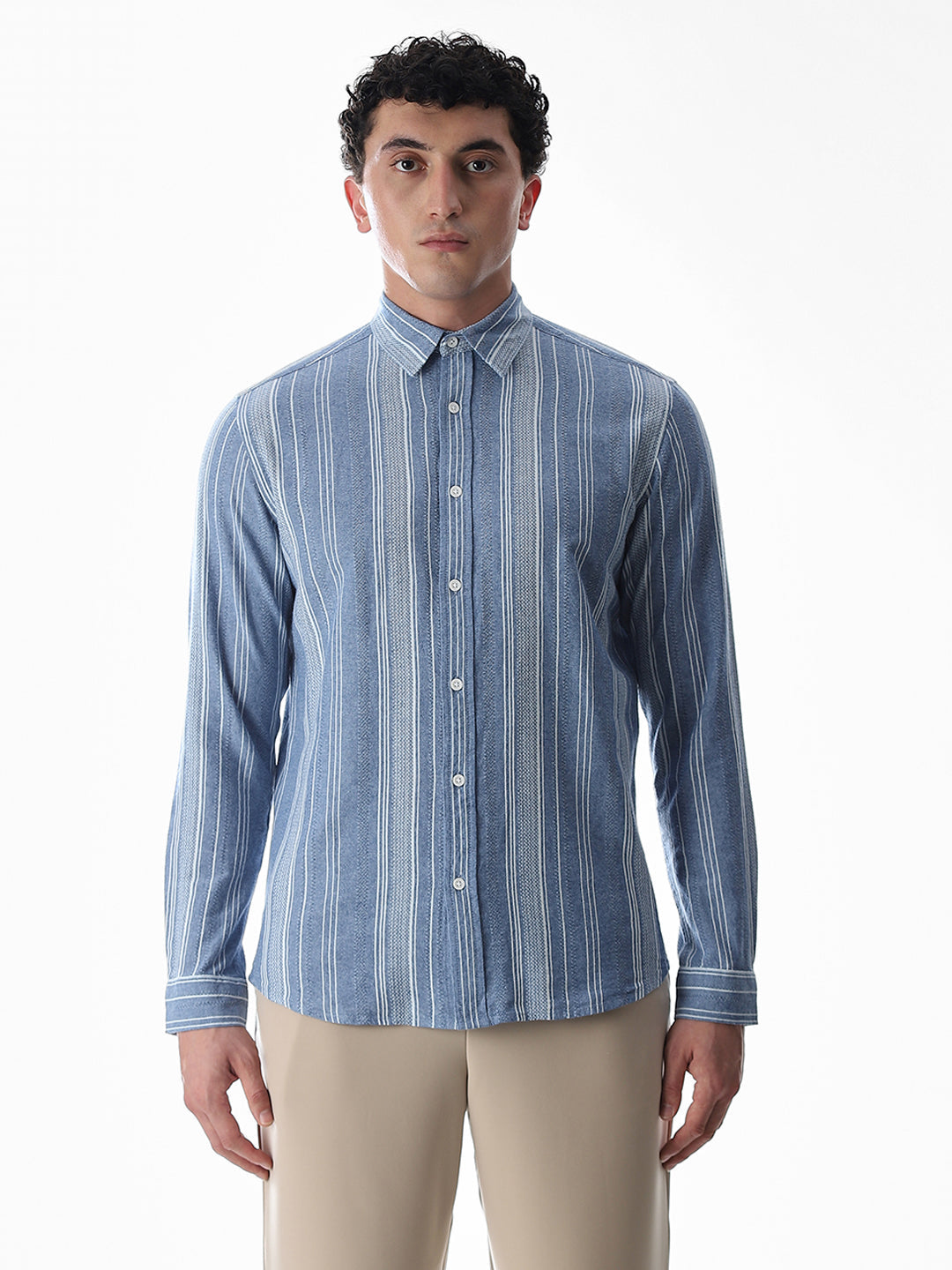 Blue Striped Cotton Shirt