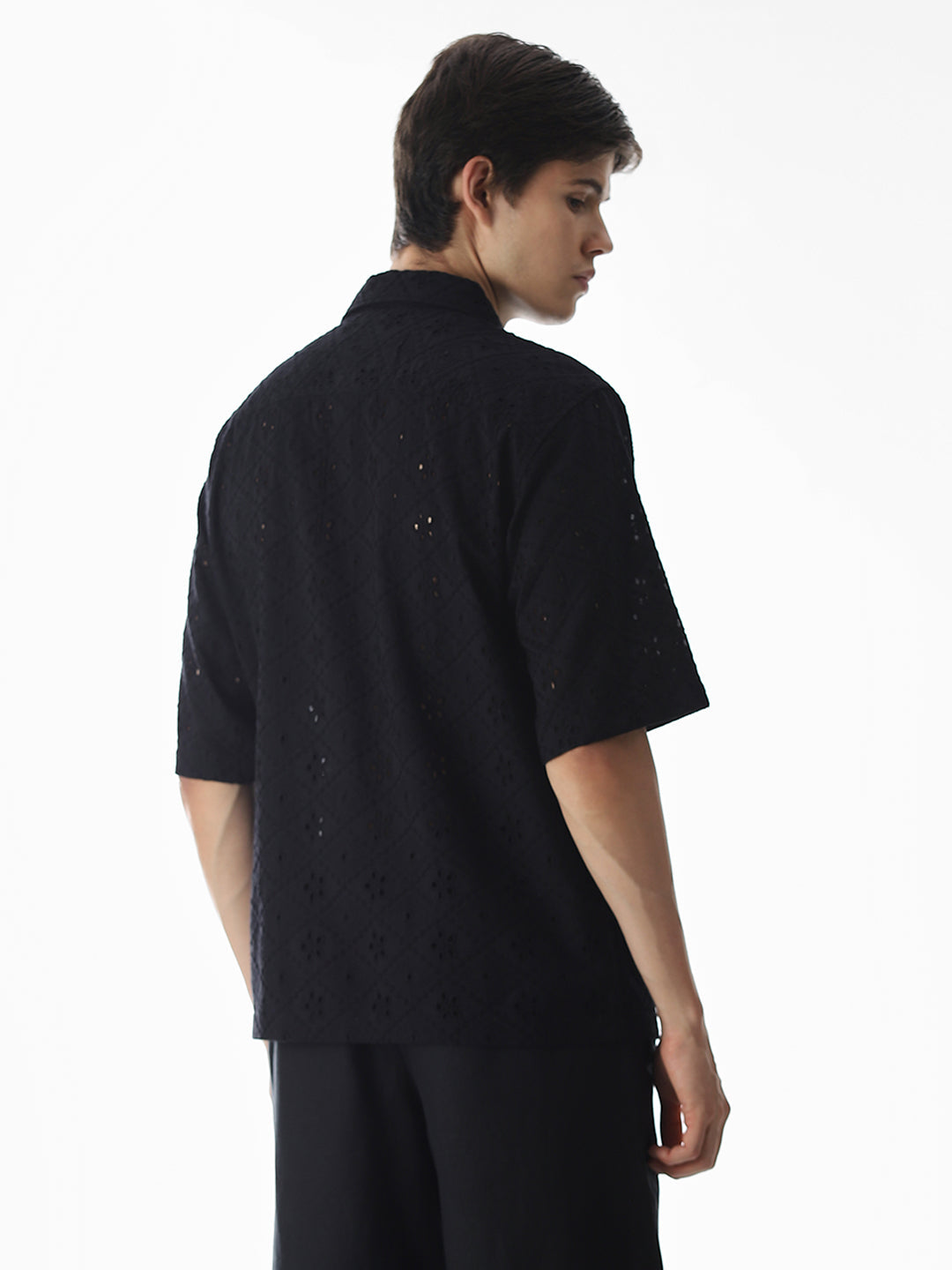 Black Embroidered Oversized Shirt