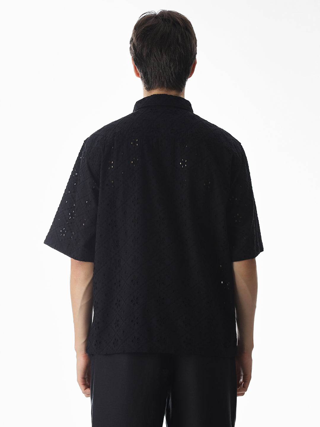 Black Embroidered Oversized Shirt