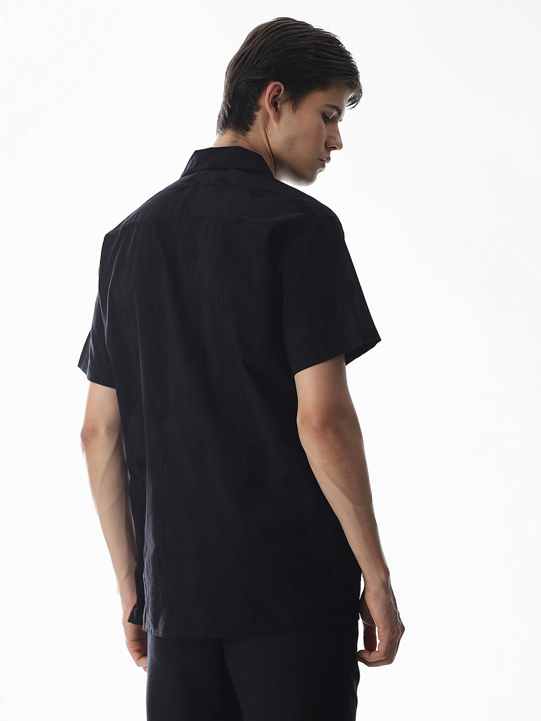Black Embroidered Cotton Shirt