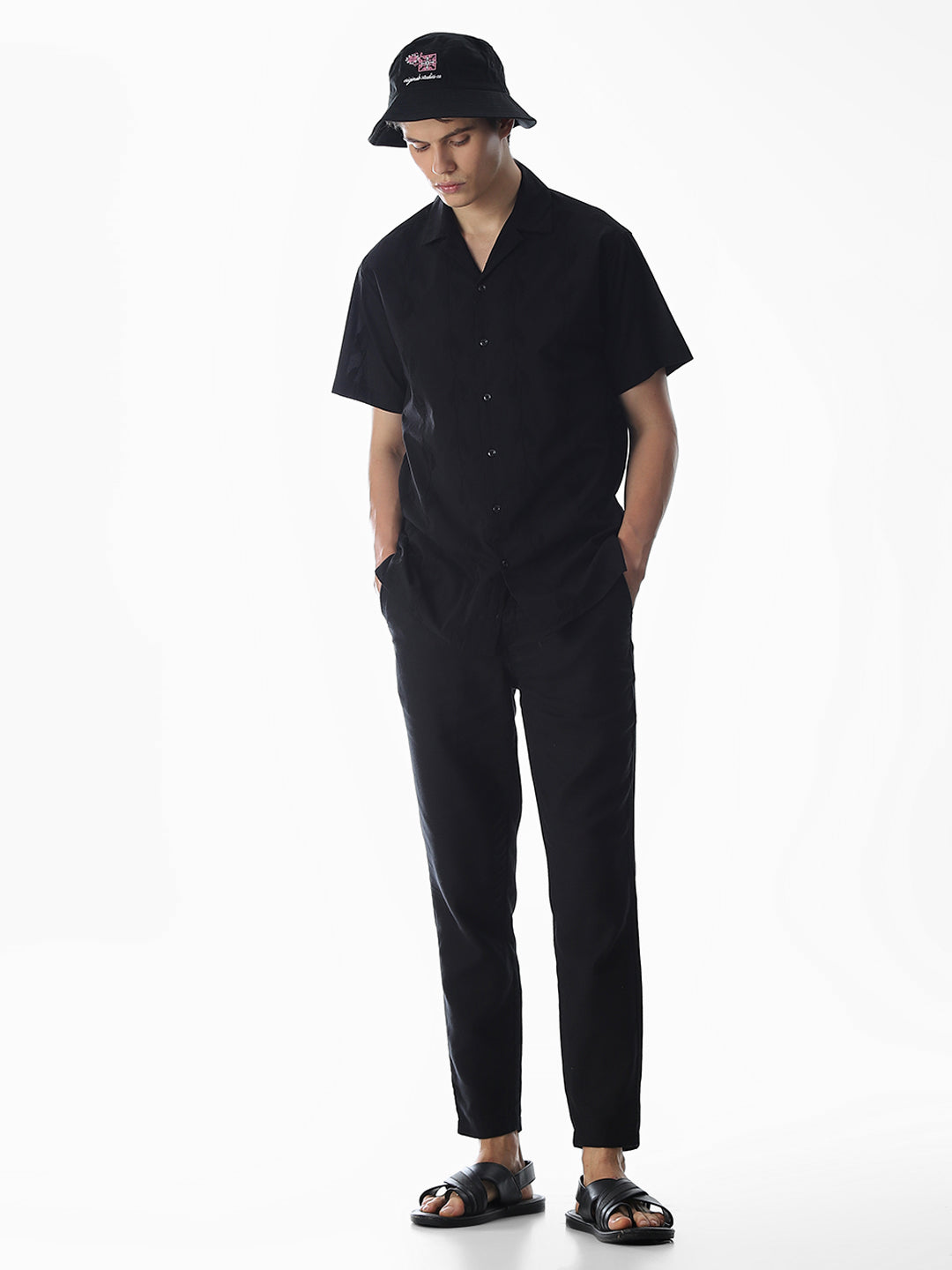 Black Embroidered Cotton Shirt