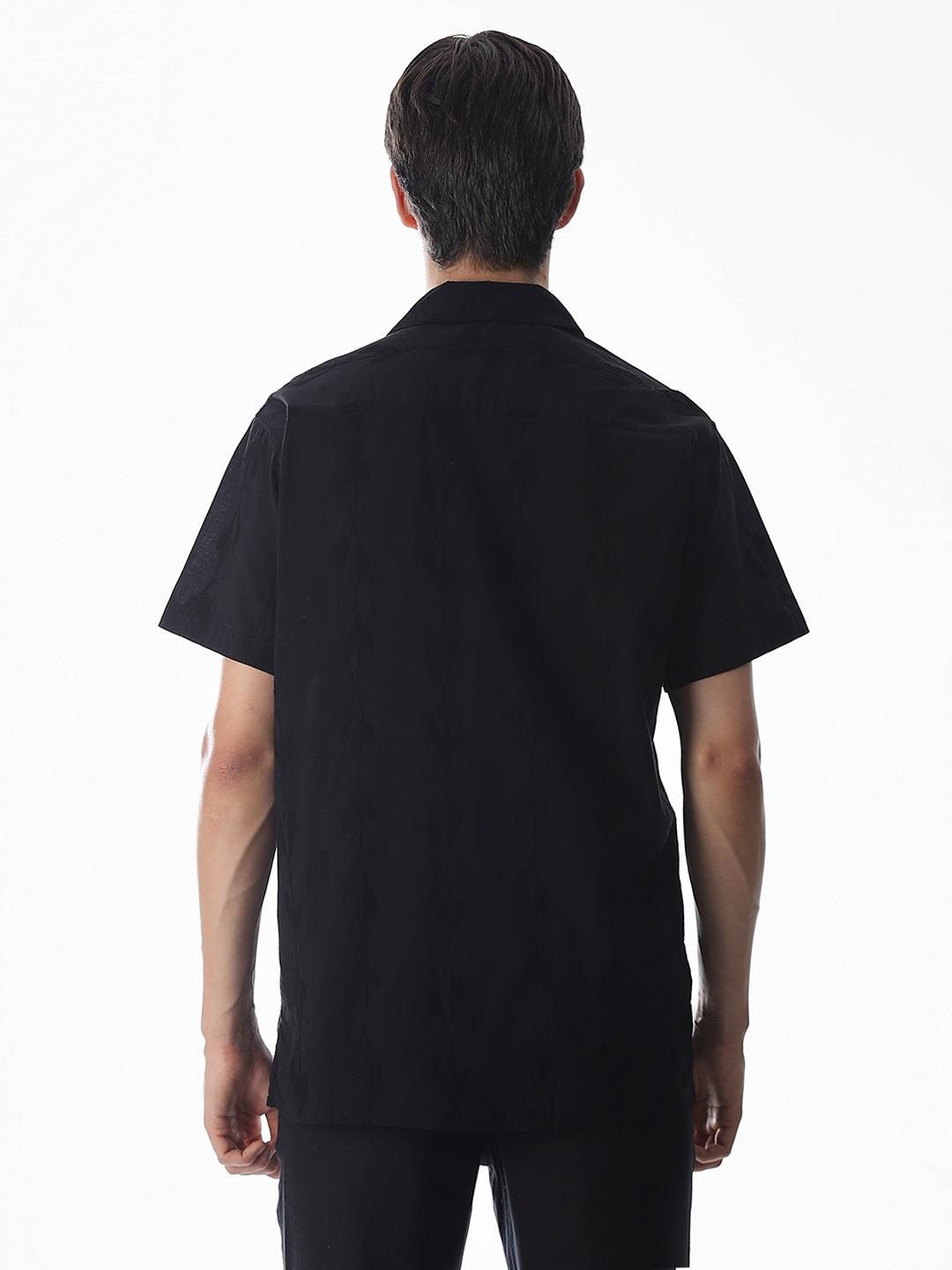 Black Embroidered Cotton Shirt