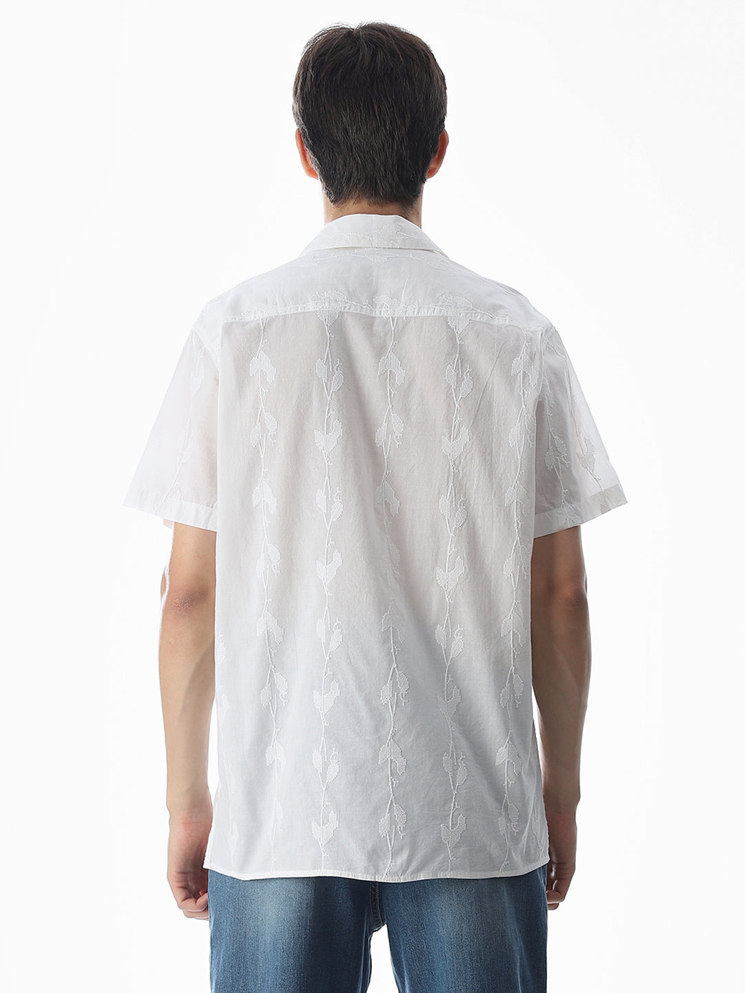 White Embroidered Cotton Shirt