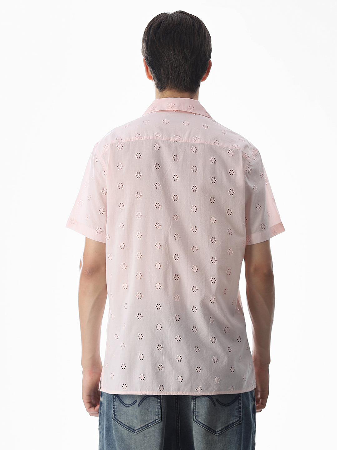 Pink Cut-Work Cotton Shirt
