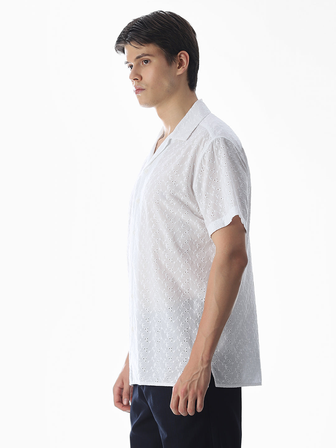 White Cut-Work Cotton Shirt