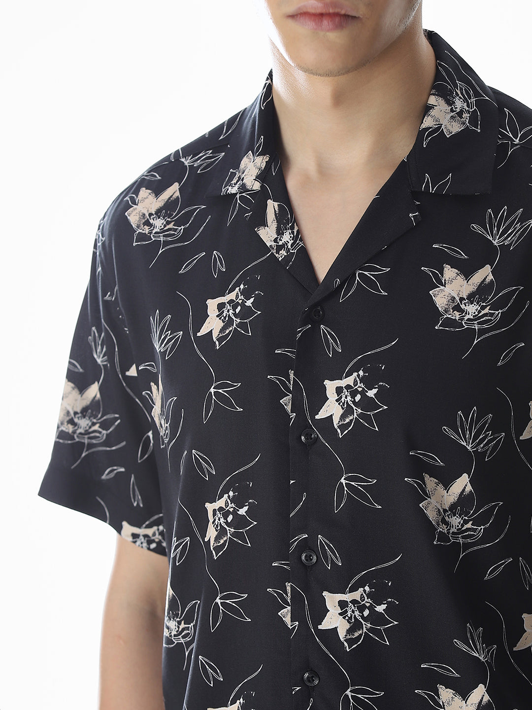 Black Printed Comfort Fit Shirt