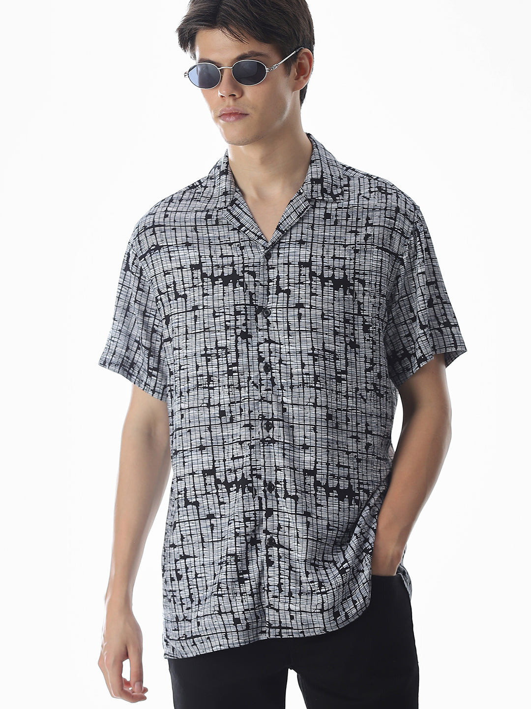 Black Printed Viscose Shirt
