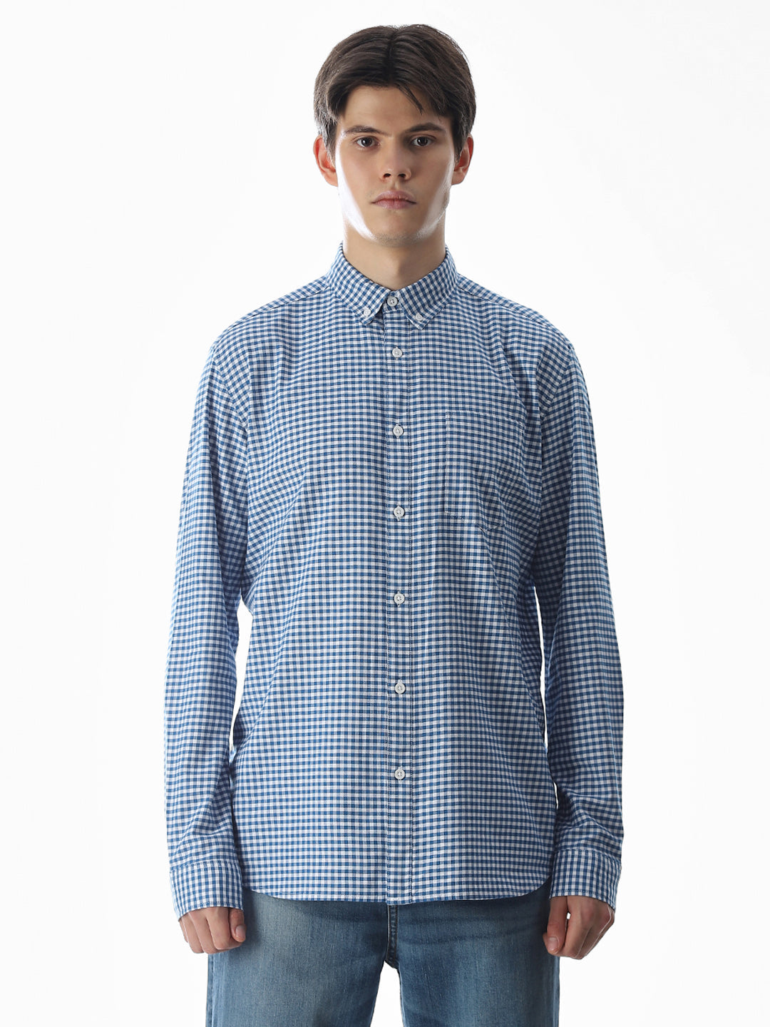 Blue Check Print Shirt