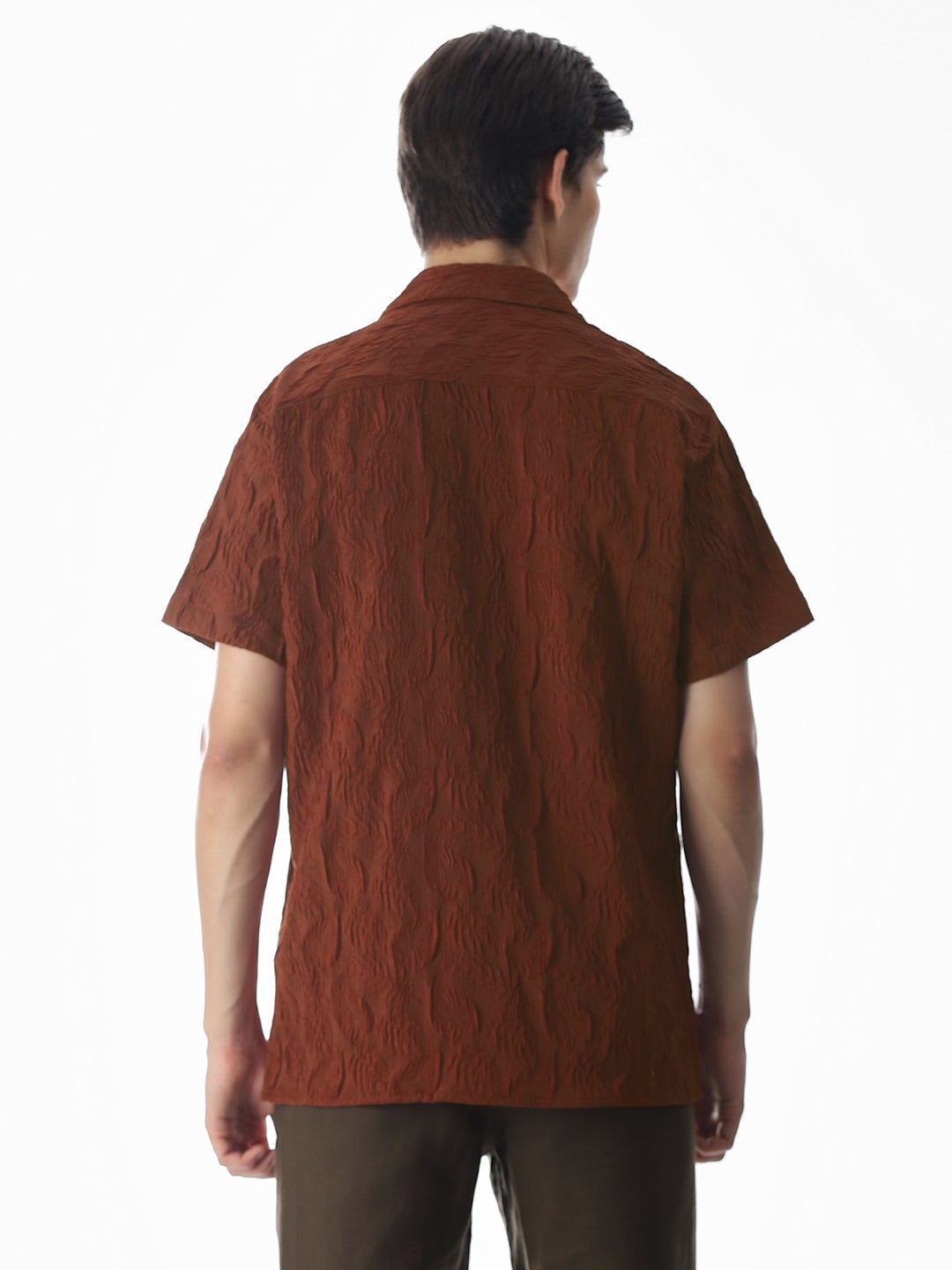 Brown Embroidered Comfort Fit Shirt