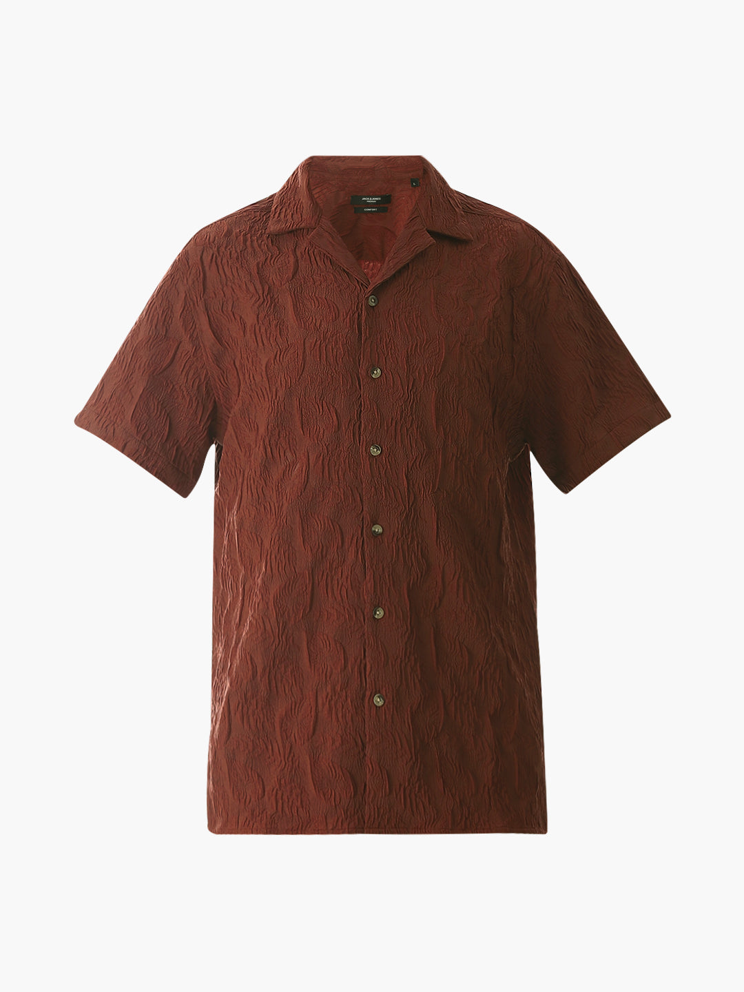 Brown Embroidered Comfort Fit Shirt