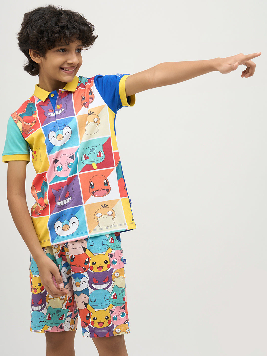 Boys Pokemon Faces Print Polo