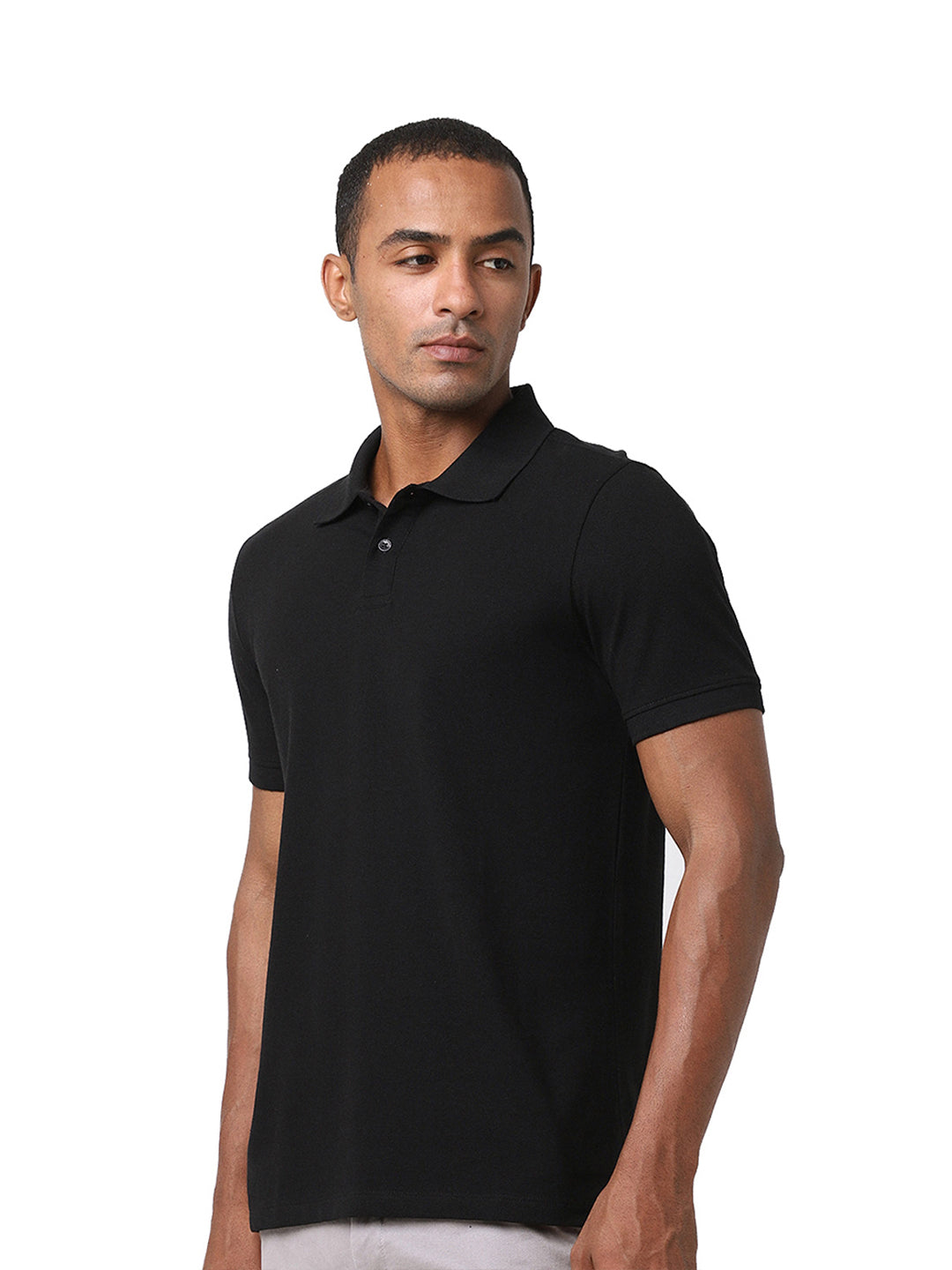 Black Cotton Blend Polo