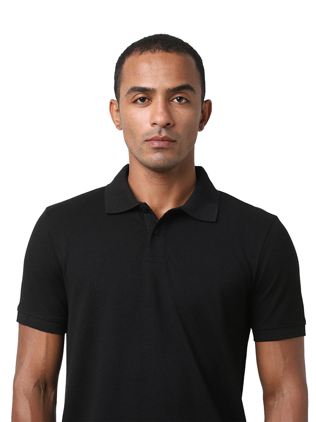 Black Cotton Blend Polo