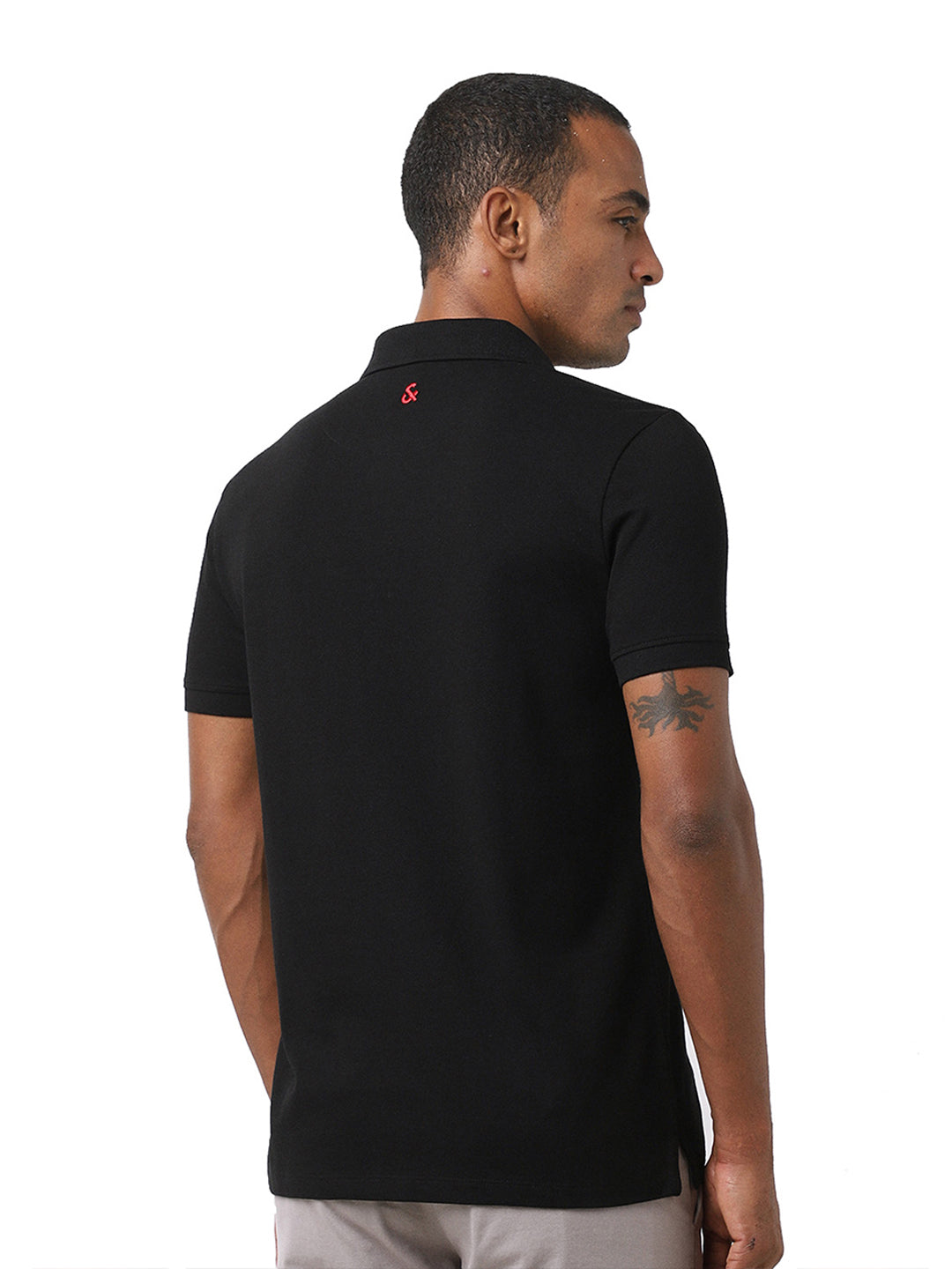 Black Cotton Blend Polo