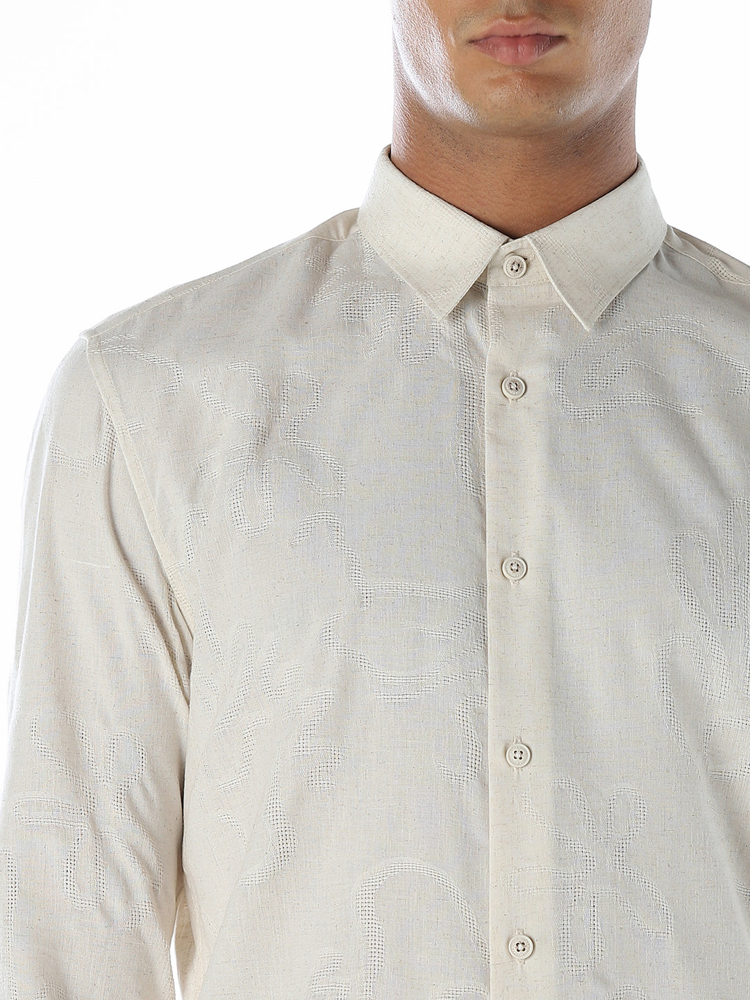 Cotton Beige Slim Fit Shirt