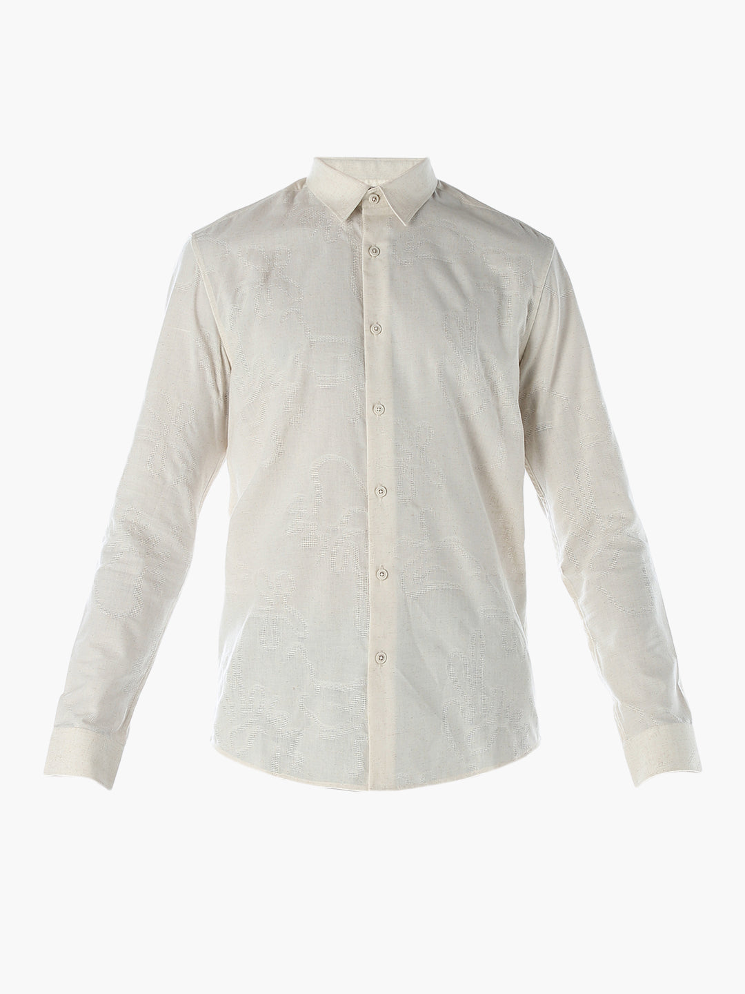 Cotton Beige Slim Fit Shirt