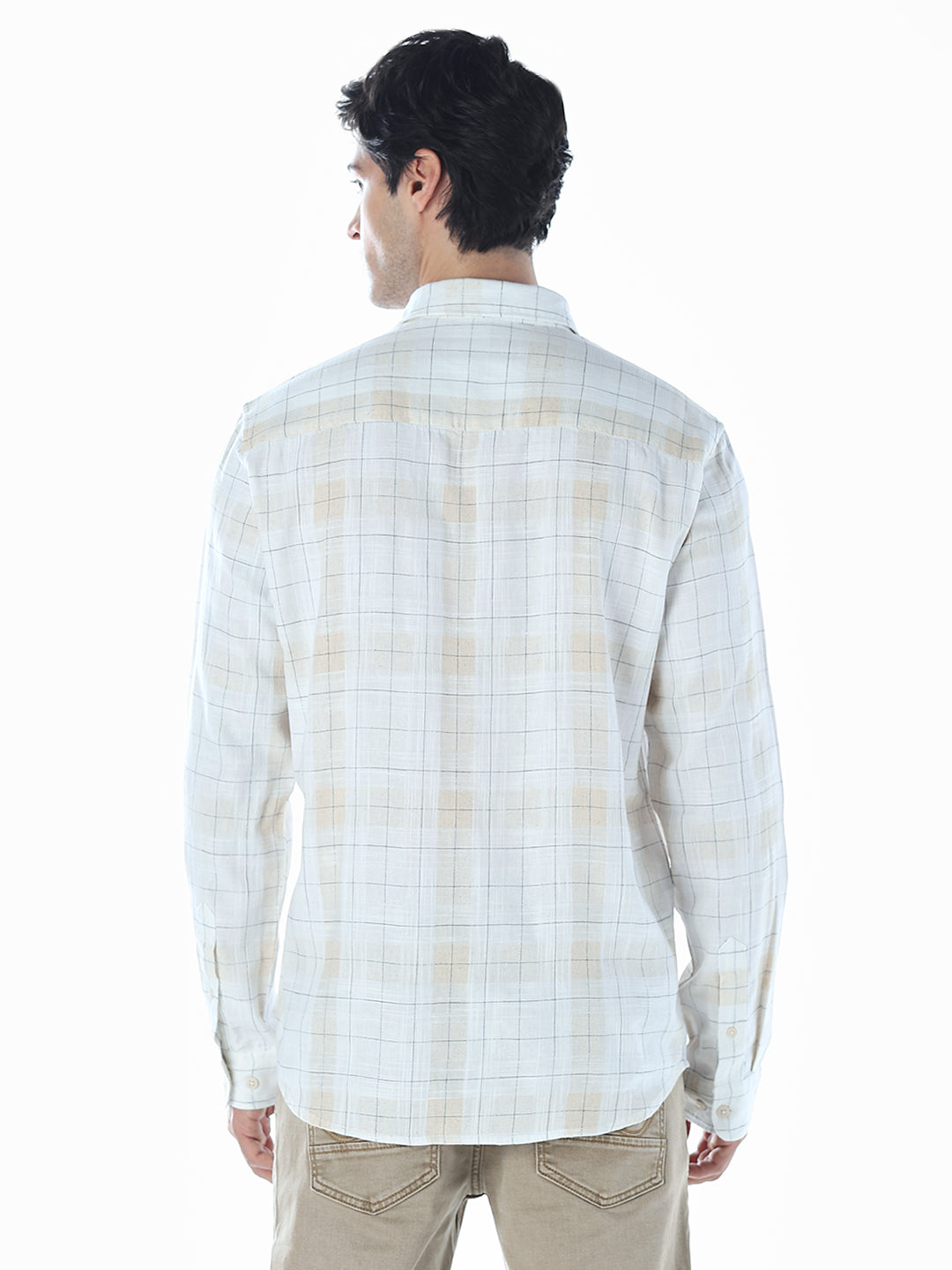 Cotton Linen Blend Check Shirt