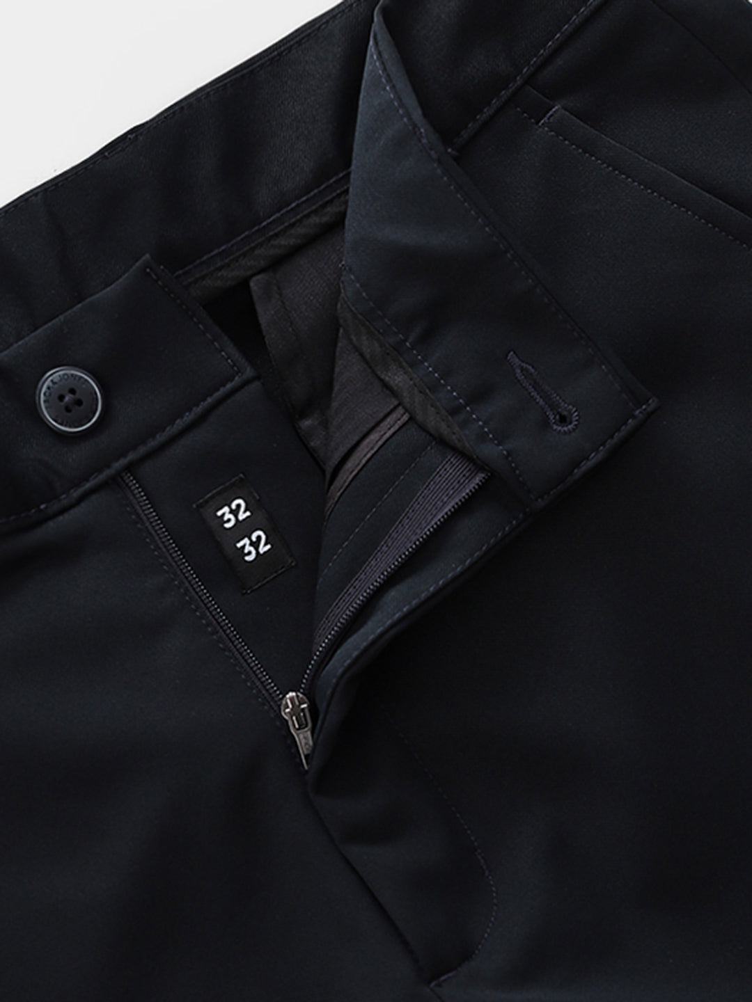 Navy Blue Low Rise Cotton Pants