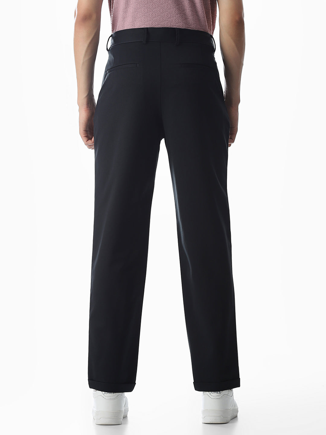 Navy Blue Low Rise Cotton Pants